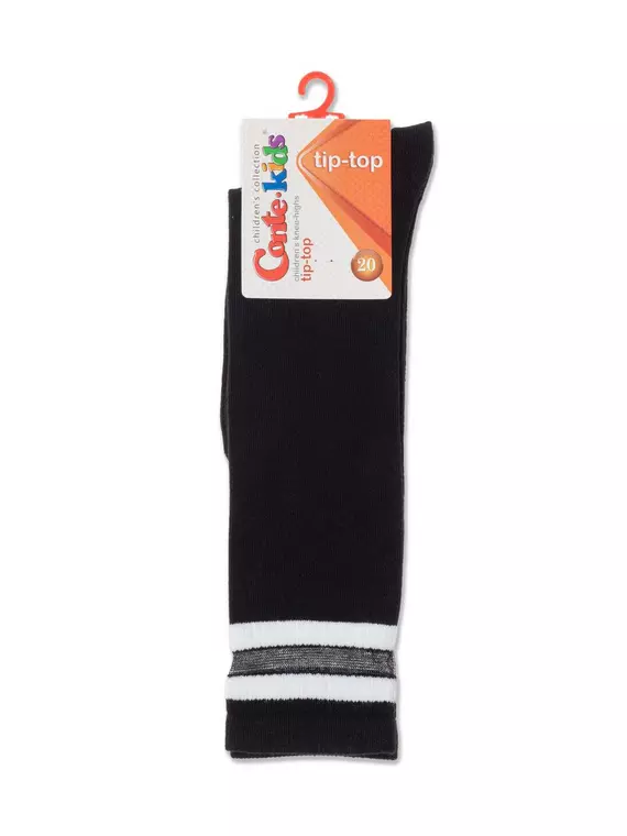 Однотонные хлопковые детские гольфы со вставками из прозрачной сетки tip-top 049 черный, 20С-31СП, 20, CONTE-KIDS,  - 2