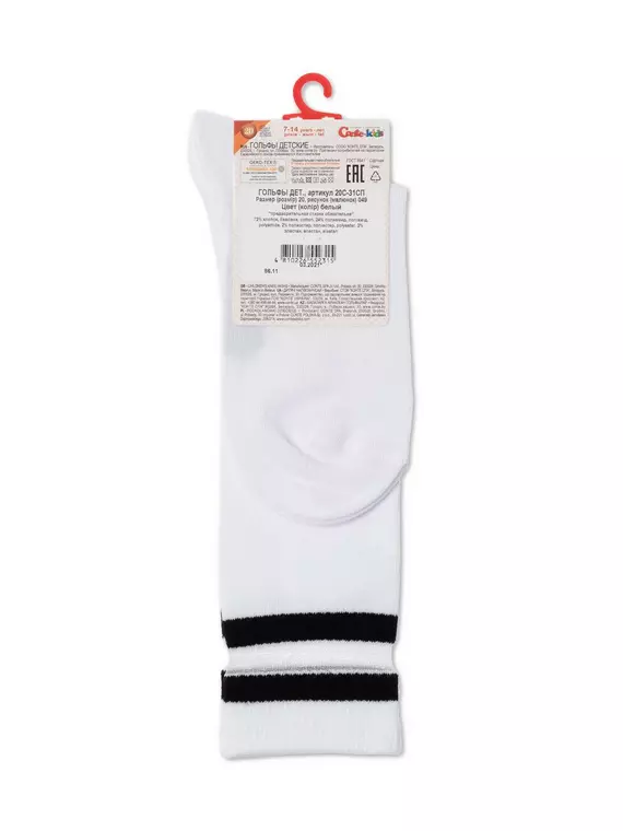 Однотонные хлопковые детские гольфы со вставками из прозрачной сетки tip-top 049 белый, 20С-31СП, 20, CONTE-KIDS,  - 3