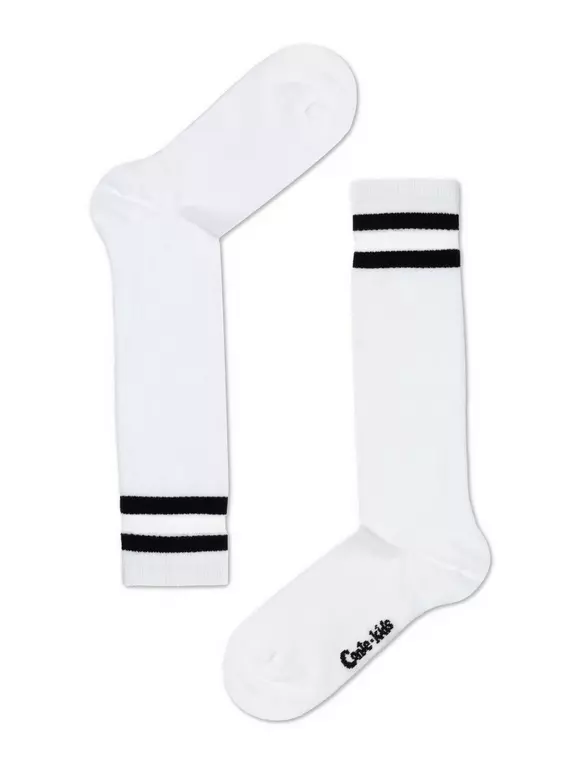 Однотонные хлопковые детские гольфы со вставками из прозрачной сетки tip-top 049 белый, 20С-31СП, 20, CONTE-KIDS,  - 1