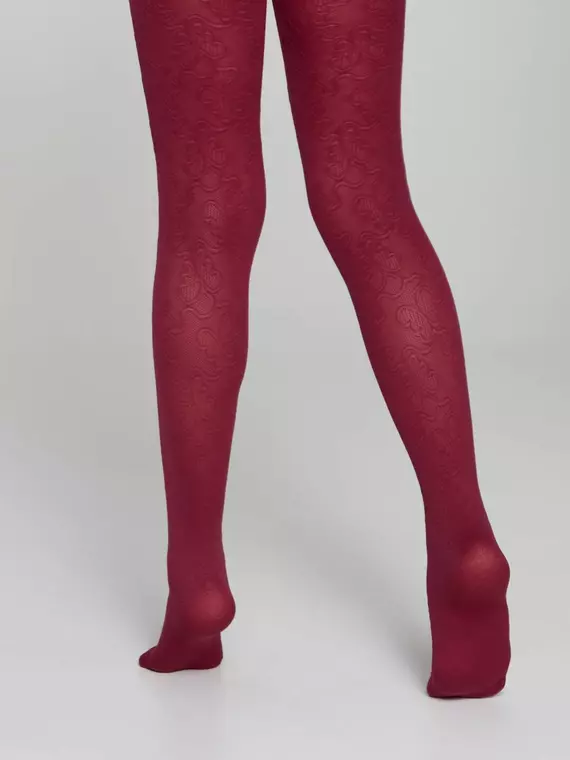 Плотные эластичные детские колготки из микрофибры daisy bordo, 20С-114СП, 116-122, CONTE ELEGANT,  - 3