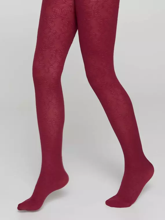 Плотные эластичные детские колготки из микрофибры daisy bordo, 20С-114СП, 116-122, CONTE ELEGANT,  - 1