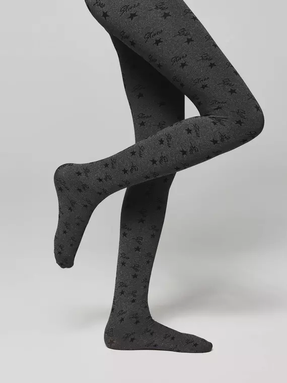 Плотные детские меланжевые колготки с рисунком «звезды» jessica grafit, 20С-108СП, 128-134, CONTE ELEGANT,  - 6