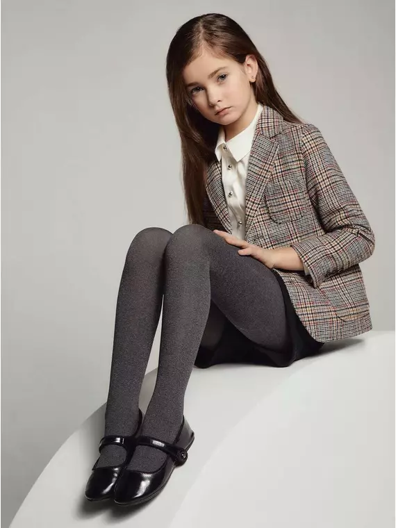 Плотные детские меланжевые колготки из микрофибры melange grafit, 20С-110СП, 128-134, CONTE ELEGANT,  - 5