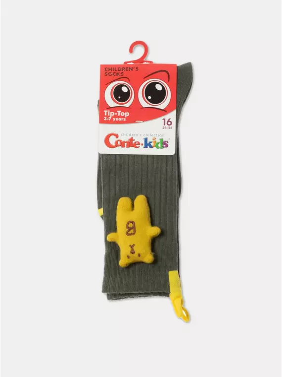Удлиненные детские носки tip-top из хлопка с декоративной игрушкой 574 хаки, 20С-170СП, 16, CONTE-KIDS,  - 3
