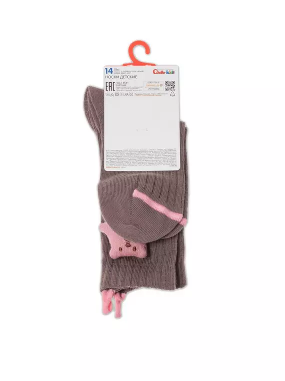 Удлиненные детские носки tip-top из хлопка с декоративной игрушкой 574 кофейный, 20С-170СП, 16, CONTE-KIDS,  - 3