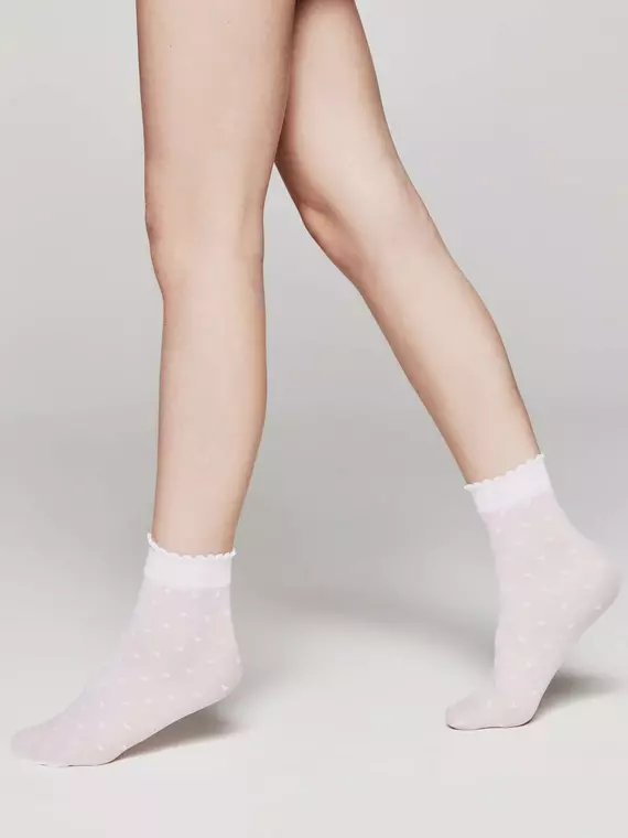 Носки для девочек с рисунком «сердечки» lola bianco, 20С-119СП, 20-22, CONTE ELEGANT,  - 2