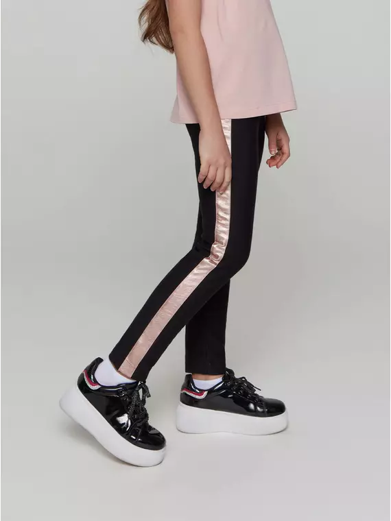 Стильные леггинсы для девочки с термоэффектом mini urban new nero-dusty rose, 19С-1012ДТСП, 122,128-64, CONTE ELEGANT,  - 1