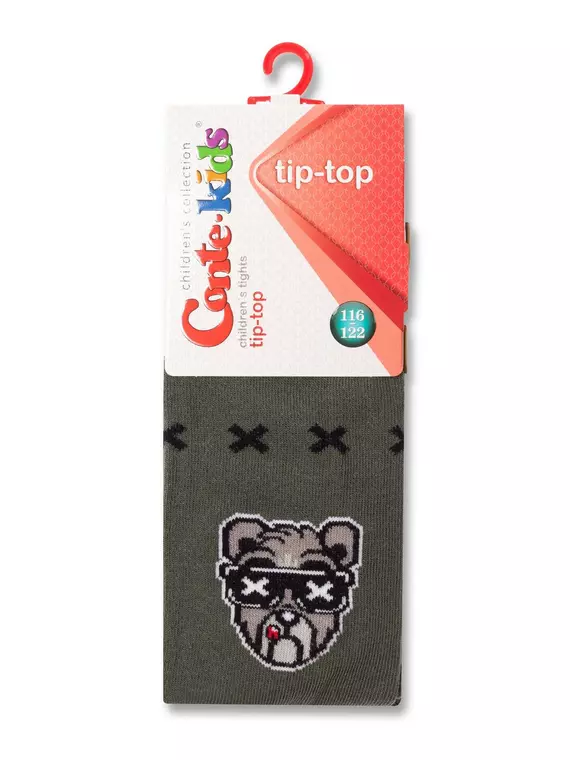 Хлопковые детские колготки tip-top с рисунком «bear» 558 хаки, 4С-04СП, 128-134 (20), CONTE-KIDS,  - 3