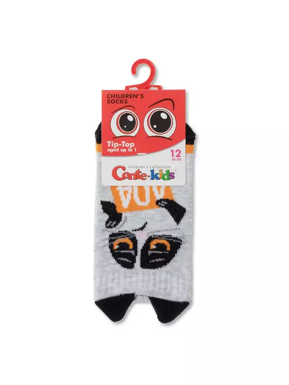 Хлопковые детские носки tip-top (мордашки) 553 светло-серый, 17С-59СП, 14, CONTE-KIDS,  - 2