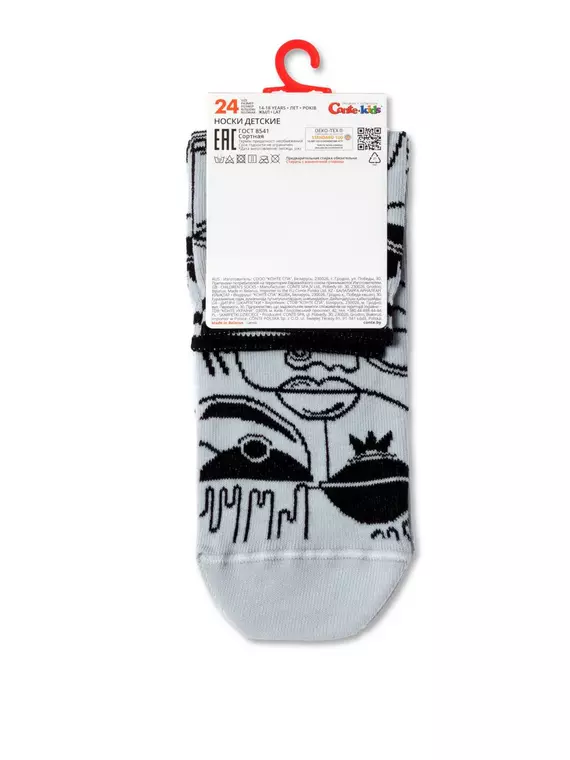 Хлопковые детские носки tip-top с рисунками 562 светло-серый, 5С-11СП, 24, CONTE-KIDS,  - 3