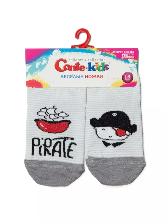 Хлопковые детские носки "веселые ножки" 335 светло-серый, 17С-10СП, 12, CONTE-KIDS,  - 2