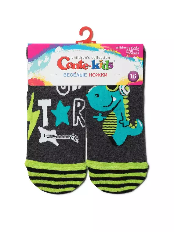 Хлопковые детские носки conte-kids "веселые ножки" 462 темно-серый, 17С-10СП, 18, CONTE-KIDS,  - 2
