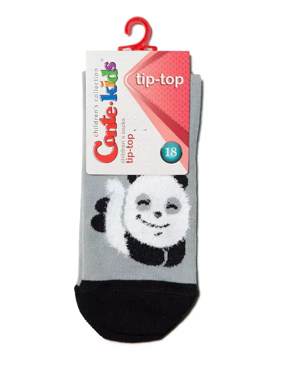 Хлопковые носки tip-top с пушистым рисунком "панда" 421 серый, 18С-267СП, 14, CONTE-KIDS,  - 2