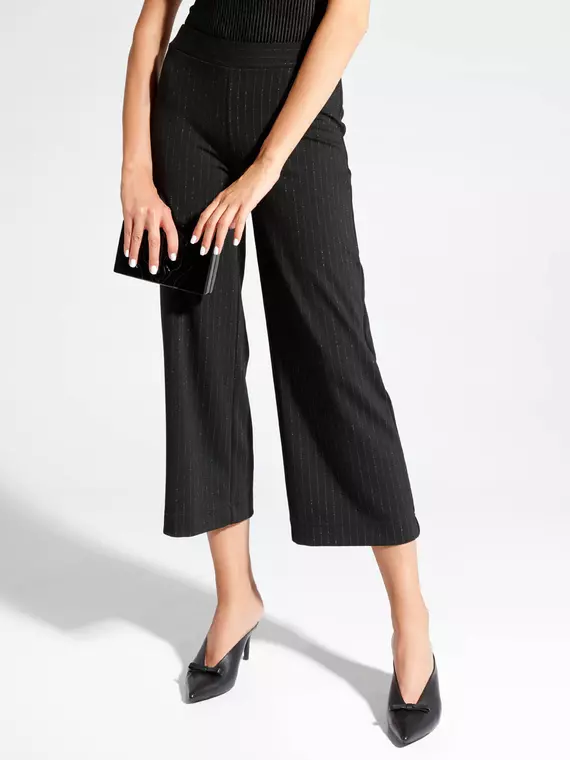 Кюлоты женские с высокой посадкой с легким мерцанием люрекса tresor shiny black, , 170-106/XL, CONTE ELEGANT, - 2