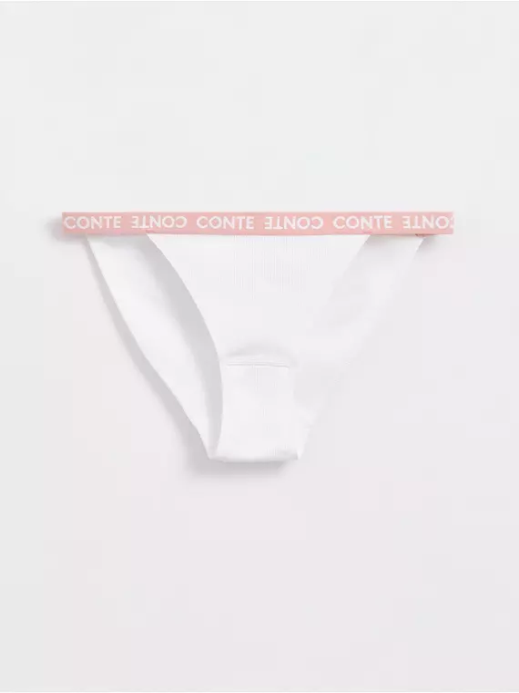 Трусы женские «танга» из хлопка в рубчик active base lta 1261 off-white, , 90/XS, CONTE ELEGANT, - 2