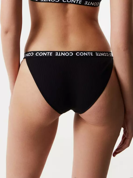 Трусы женские «танга» из хлопка в рубчик active base lta 1261 black, , 94/S, CONTE ELEGANT, - 2
