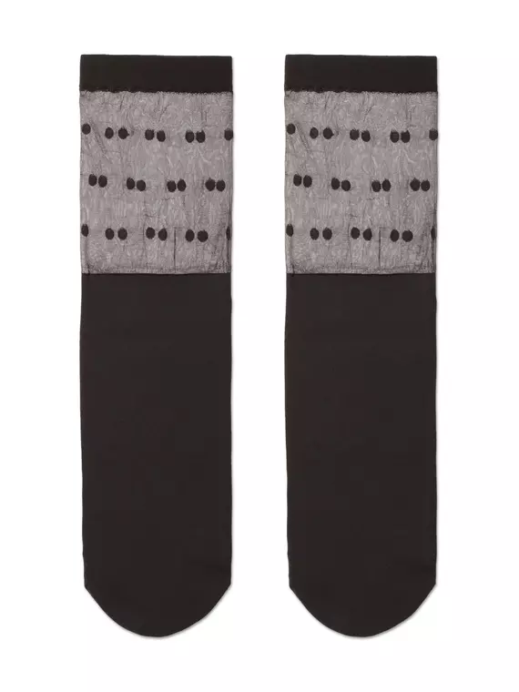 Удлиненные женские носки с прозрачным верхом в горошек fantasy grafit, 19С-29СП, 36-39 (23-25), CONTE ELEGANT,  - 2