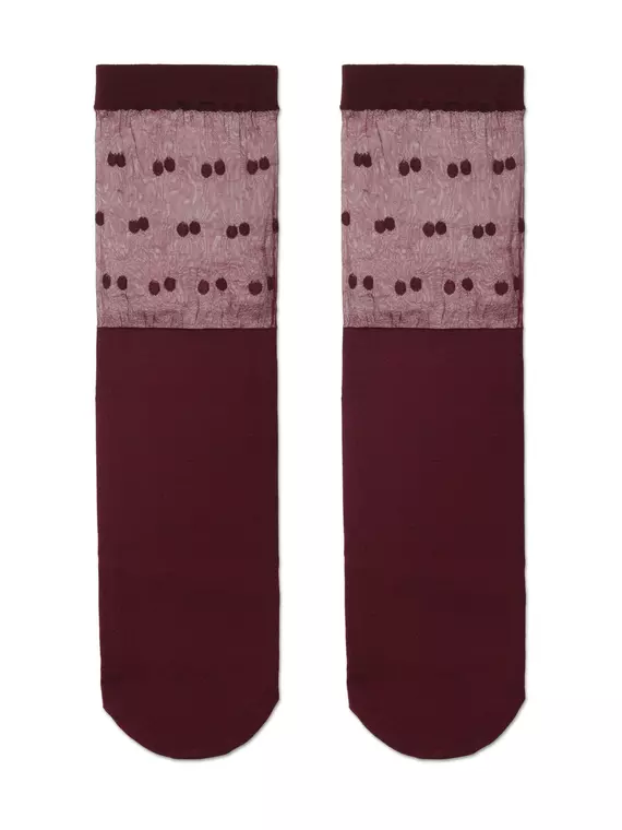 Удлиненные женские носки с прозрачным верхом в горошек fantasy marsala, 19С-29СП, 36-39 (23-25), CONTE ELEGANT,  - 2