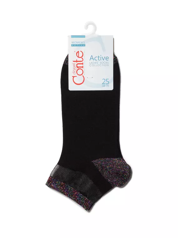 Короткие женские носки active с люрексом conte 207 черный, 20С-5СП, 36-37 (23), CONTE ELEGANT,  - 3