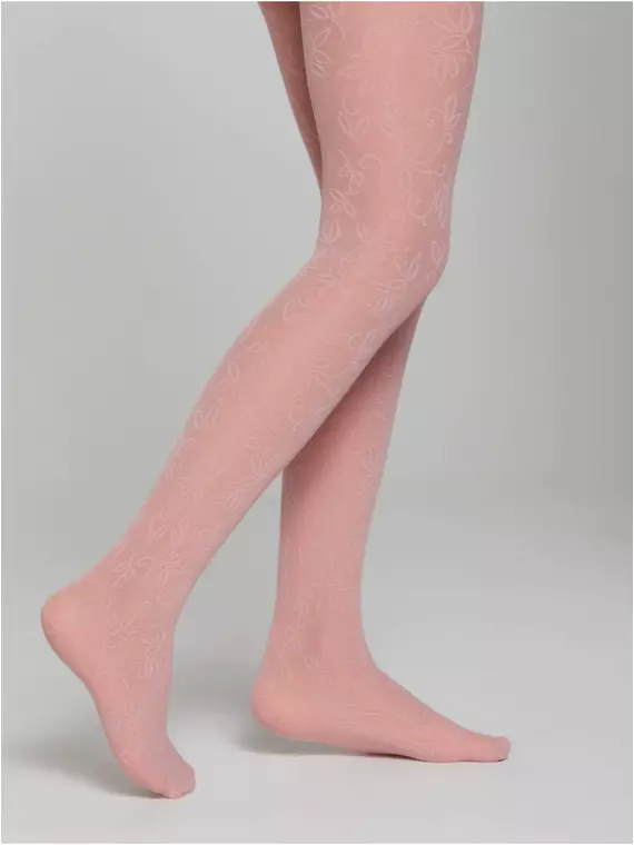 Эластичные детские колготки с ажурным цветочным рисунком ketty dusty rose, 20С-111СП, 116-122, CONTE ELEGANT,  - 3