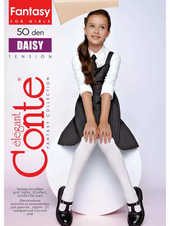 Детские фантазийные колготки из мягкой из микрофибры daisy nero, 20С-114СП, 116-122, CONTE ELEGANT,  - 2