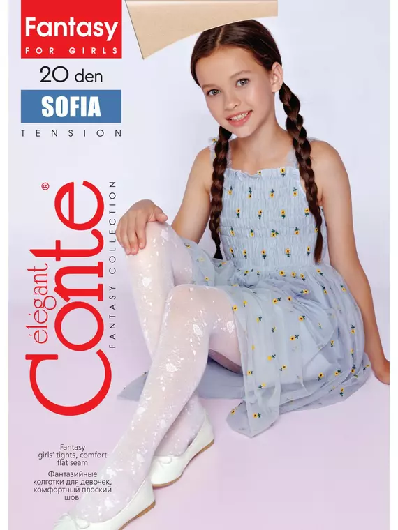 Детские колготки с цветочным рисунком sofia milk, 20С-113СП, 116-122, CONTE ELEGANT,  - 4