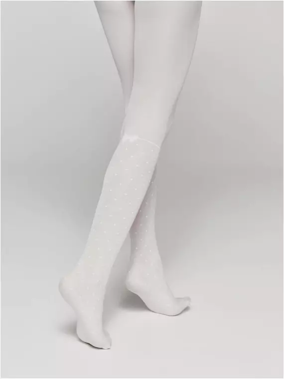 Колготки детские с имитацией гольфов в горошек milana bianco, 20С-115СП, 146-152, CONTE ELEGANT,  - 2