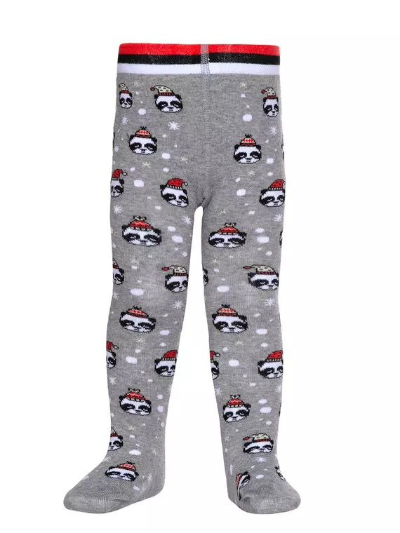 Новогодние детские колготки «xmas panda» conte-kids 554 серый, 19С-95/1СП, 62-74 (12), CONTE-KIDS,  - 2