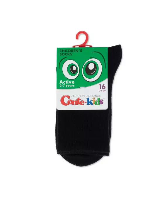 Удлиненные детские носки (однотонные) active 000 черный, 20С-167СП, 22, CONTE-KIDS,  - 2