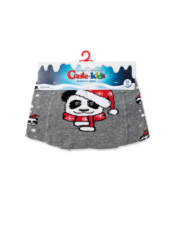Новогодние детские колготки «xmas panda» conte-kids 554 серый, 19С-95/1СП, 62-74 (12), CONTE-KIDS,  - 4