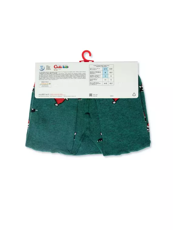 Колготки детские новогодние с помпоном «xmas cat» conte-kids 557 темно-бирюзовый, 19С-95/1СП, 92-98 (14), CONTE-KIDS,  - 5