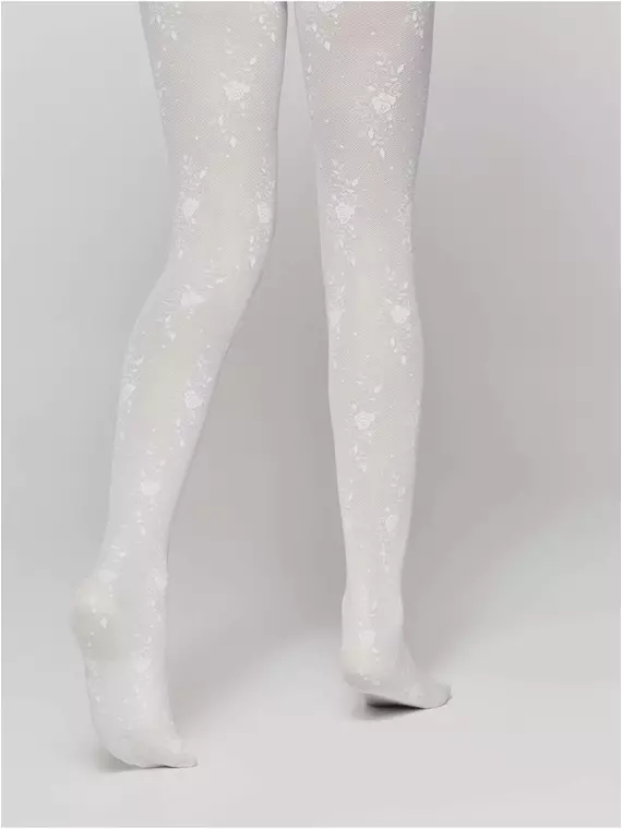 Тонкие эластичные детские колготки с цветочным рисунком sofia bianco, 20С-113СП, 104-110, CONTE ELEGANT,  - 3