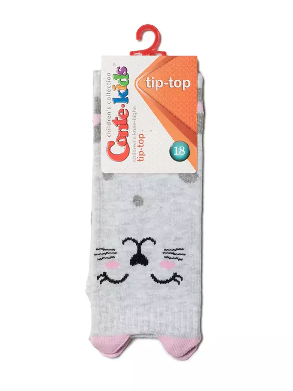 Хлопковые гольфы tip-top с забавными мордашками 044 светло-серый, , 18, CONTE-KIDS, - 2