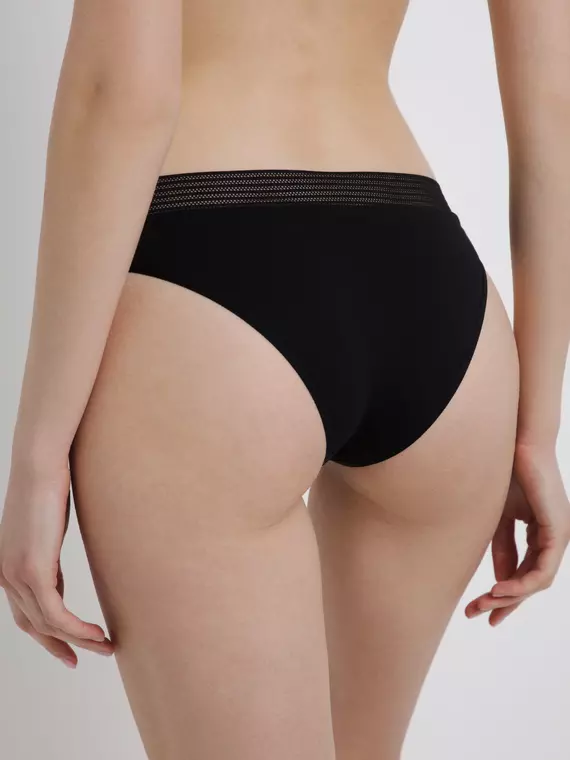 Трусы женские «бикини» из хлопка с ажурной тесьмой poetic lb 1528 black, 21С-1522ТСП, 90/XS, CONTE ELEGANT,  - 2
