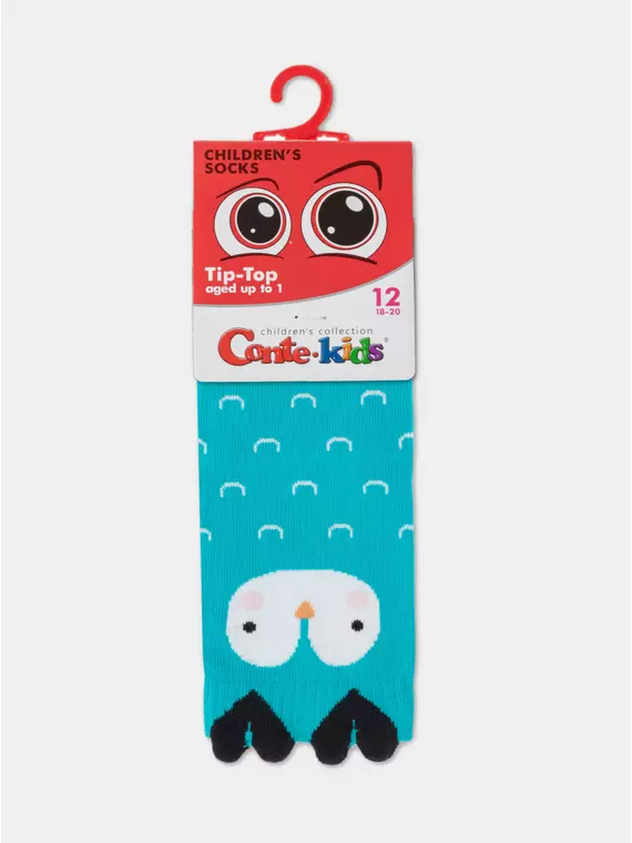 Хлопковые детские носки tip-top (мордашки) 603 бирюза, 17С-59СП, 12, CONTE-KIDS,  - 2