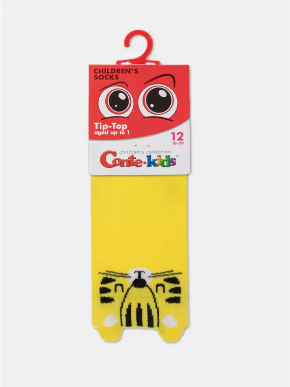 Хлопковые детские носки tip-top (мордашки) 605 желтый, 17С-59СП, 16, CONTE-KIDS,  - 2