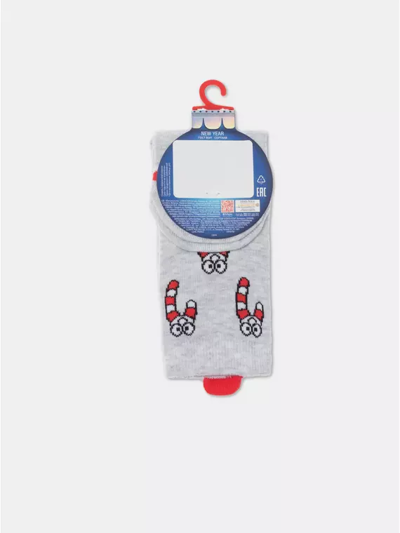 Детские новогодние носки new year 907 светло-серый, 21С-67СП, 16-18, CONTE-KIDS,  - 5