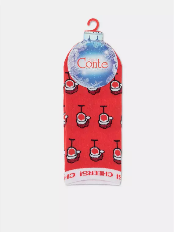 Женские короткие новогодние носки с люрексом new year 428 красный, 22С-24СП, 36-39 (23-25), CONTE ELEGANT,  - 6