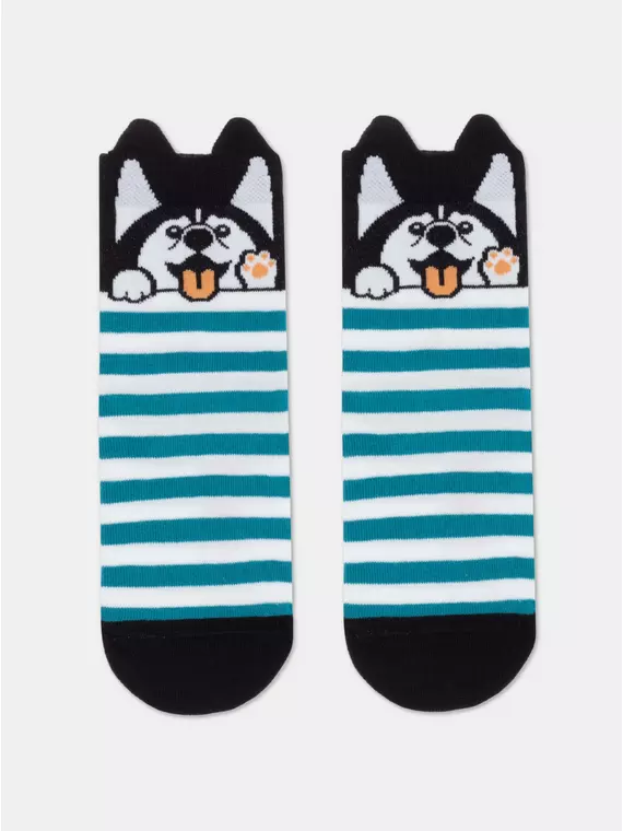 Хлопковые детские носки tip-top (мордашки) 554 темно-бирюзовый, 17С-59СП, 18, CONTE-KIDS,  - 1