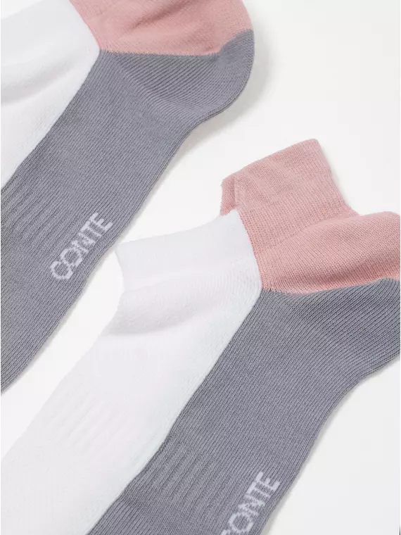Ультракороткие женские хлопковые носки active с «язычком»  393 белый-серый, 19С-245СП, 39-41 (25-27), CONTE ELEGANT,  - 4