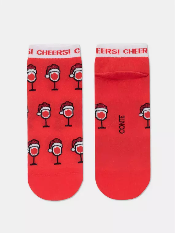 Женские короткие новогодние носки с люрексом new year 428 красный, 22С-24СП, 36-39 (23-25), CONTE ELEGANT,  - 5