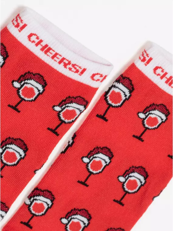 Женские короткие новогодние носки с люрексом new year 428 красный, 22С-24СП, 36-39 (23-25), CONTE ELEGANT,  - 4