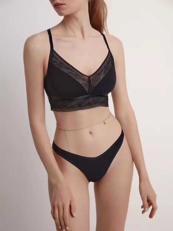 Трусы женские «бразилиана» с v-образной линией талии tie dye rib lbr 1914 black, 21С-1925ТСП, 98/M, CONTE ELEGANT,  - 4