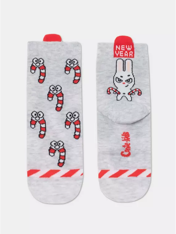 Детские новогодние носки new year 907 светло-серый, 21С-67СП, 16-18, CONTE-KIDS,  - 1