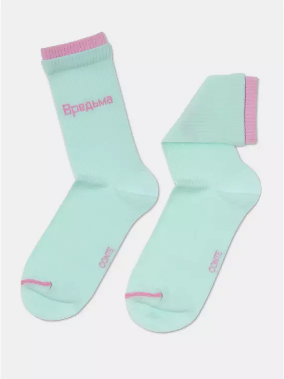 Носки женские хлопковые active (удлиненные) 488 бледно-бирюзовый, 22С-29СП, 38-39 (25), CONTE ELEGANT,  - 3