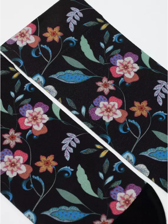 Плотные женские носки с черным мыском и рисунком «flowers» 905, 22С-56СП, 36-39 (23-25), CONTE ELEGANT,  - 4
