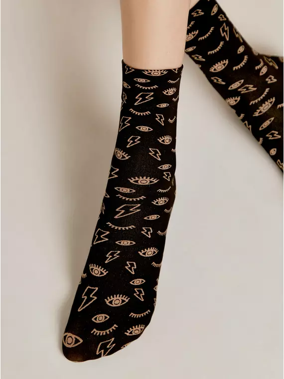 Носки женские c тату-рисунками «eyes&moon» fantasy 22с-53сп nero-natural, 22С-53СП, 36-39 (23-25), CONTE ELEGANT,  - 2