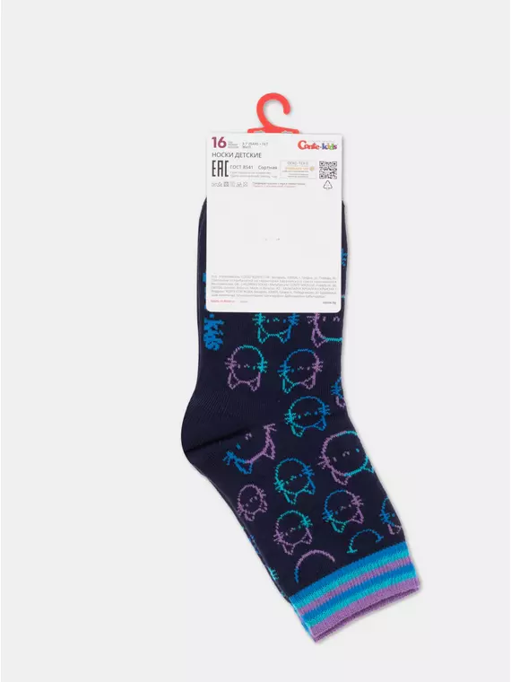 Хлопковые детские носки tip-top с рисунками 931 темно-синий, 5С-11СП, 16, CONTE-KIDS,  - 3