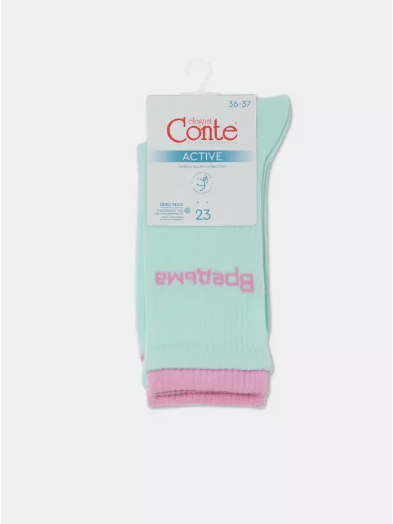 Носки женские хлопковые active (удлиненные) 488 бледно-бирюзовый, 22С-29СП, 38-39 (25), CONTE ELEGANT,  - 5