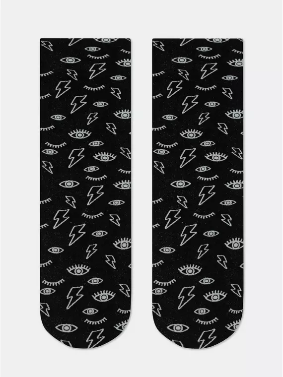 Носки женские c тату-рисунками «eyes&moon» fantasy 22с-53сп nero-bianco, 22С-53СП, 36-39 (23-25), CONTE ELEGANT,  - 4